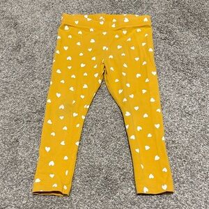 Yellow Heart Print Kids Leggings
